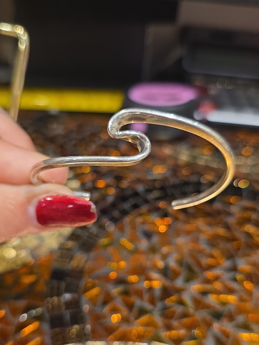 Sterling Silver Open Wave Cuff Bracelet - Silver